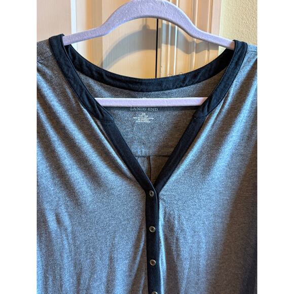 Lands' End Women's Long Sleeve Gray Black Trim Snap Detail Tunic Shirt Plus 3X - Picture 2 of 9